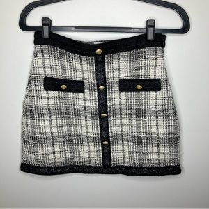 SAYLOR Plaid Metallic Mini Skirt Black Medium